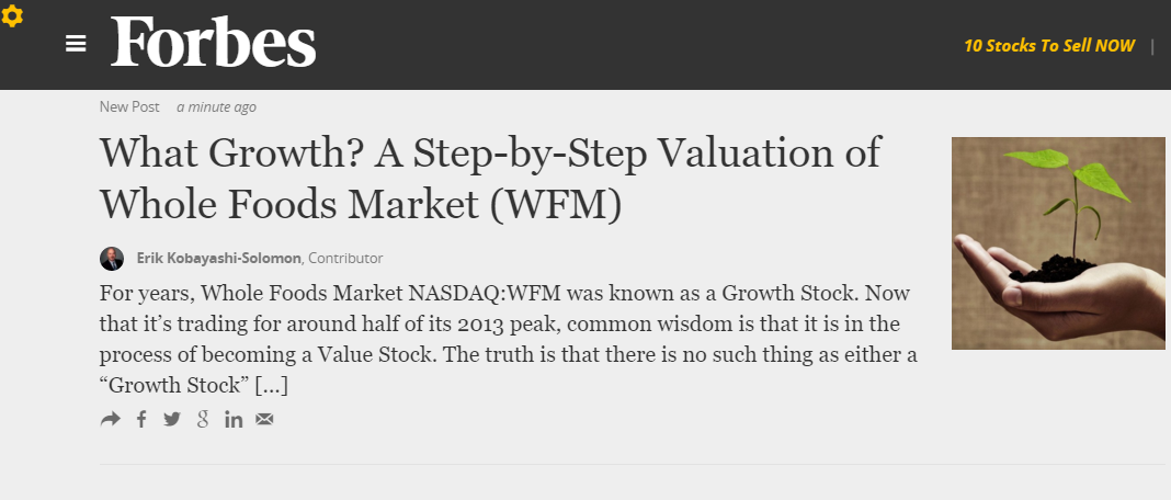 What Growth? A Step-by-Step Valuation of Whole Foods Market (WFM)